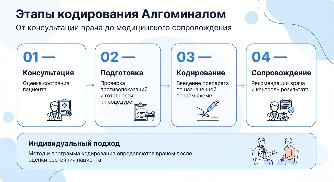 Кодирование препаратом «Алгоминал» в городе Тында инфографика